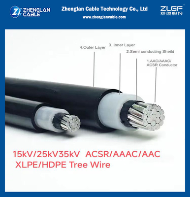 15kv AAC AAAC ACSR কন্ডাক্টর এক্সএলপিই এইচডিপিই আইসোলেশন ট্রি ক্যাবল 185 মিমি 2 এনটিসি 5909 আইসিইএ এস 121-733