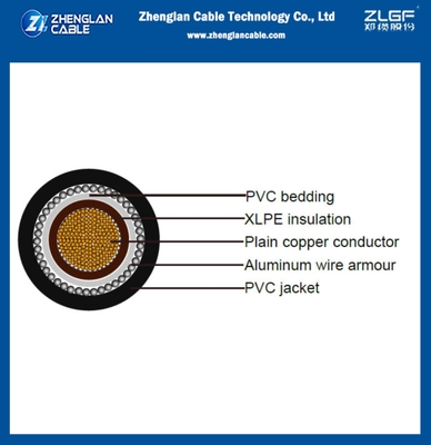 0.6/1kv CU/XLPE/PVC/AWA/PVC লো ভোল্টেজ পাওয়ার ক্যাবল অ্যালুমিনিয়াম ওয়্যার বর্ম 1x630sqmm IEC60502-1