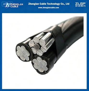 নিম্ন ভোল্টেজ ABC কেবল 2x6+6awg পুরপুরা অ্যালুমিনিয়াম কন্ডাক্টর ট্রিপলেক্স ওভারহেড সার্ভিস ড্রপ তার