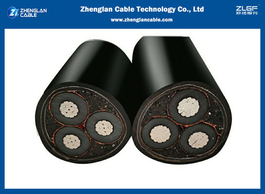 12/20KV 3x185sqmm MV অ্যালুমিনিয়াম পাওয়ার কেবল NA2XY কপার টেপ স্ক্রিন করা 3 কোর নিরস্ত্র